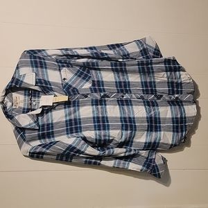 Hester & Orchard shirt white and blue Plaid S